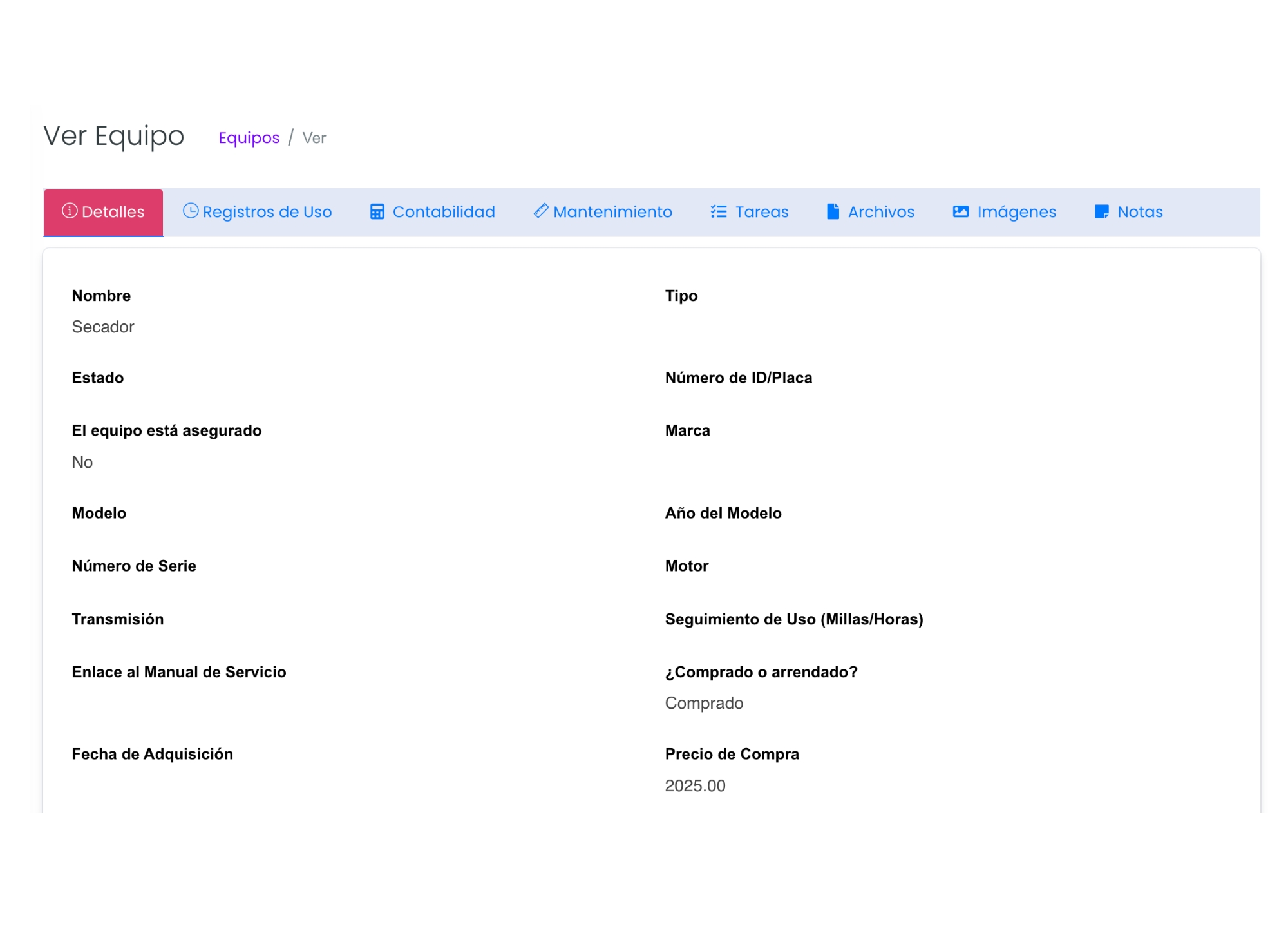 Equipos y Maquinaria
